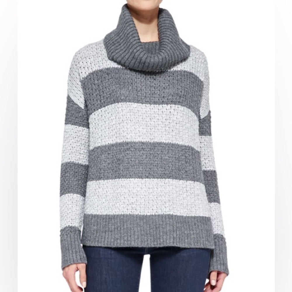 Alice + Olivia Rya Wool Blend Striped Turtleneck Funnel Neck Sweater